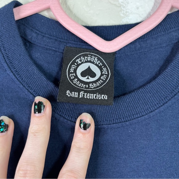 Thrasher Dark Blue Skate T-Shirt Size Medium - Picture 2 of 3